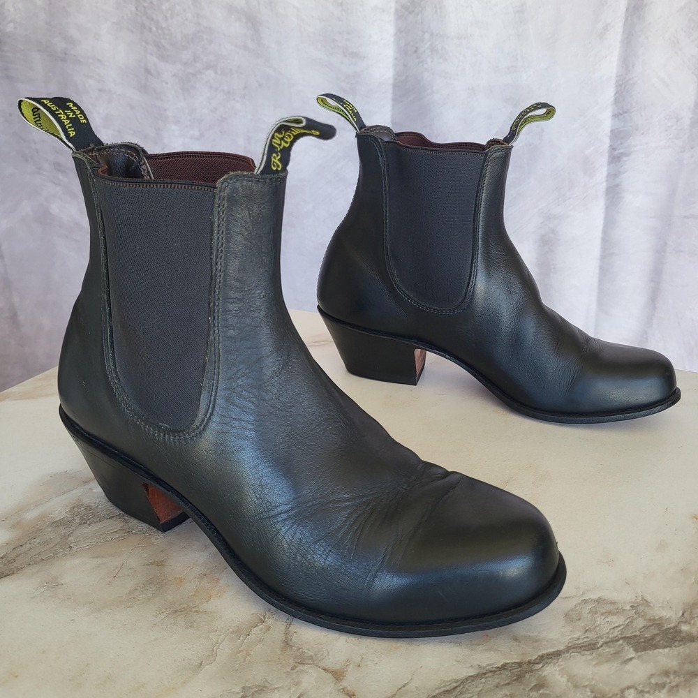 R.M. Williams Chelsea Boots Mens Size 9.5 Black Leather Ankle Pull On Australia